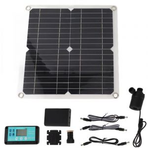 SJLERST Kit de pompe &agrave; eau solaire 50W, panneau solaire 22W, pompe de fontaine &agrave; eau avec bo&icirc;tier de batterie, contr&ocirc;leur de synchronisation DC12V