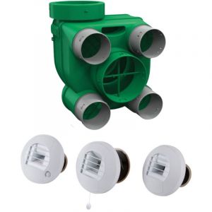 Kit Hygro B VMC simple flux hygror&eacute;glable basse conso + 3 bouches cordon et &agrave; piles - AXELAIR - KHBMRST5160