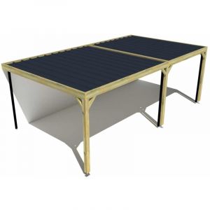 Carport bois &bull; 7m x 4m &bull; adoss&eacute;e &bull; sens largeur &bull; livraison comprise