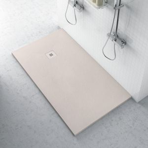 Ferrari Srl - Receveur de douche z&eacute;ro plan min&eacute;ral 800x1400 corde en plan min&eacute;ral avec caillebotis assorti