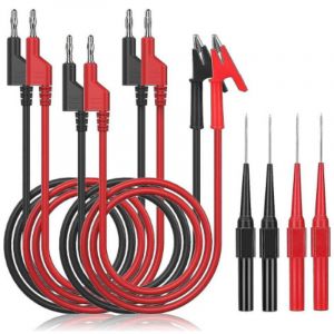 C&acirc;bles de Test de Multim&egrave;tre avec Sondes de Multim&egrave;tre Pince Crocodile Fiche Banane 4mm pour Multimetre Professionnel Testeur Electrique Noir Rouge 6