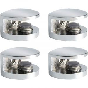 Support Étagère Verre Support d'Étagère Réglable et Adaptable d'Épaisseur de 8-10MM pour Salle de Bain, Fixation Murale à Vis, Finition Chrome Poli