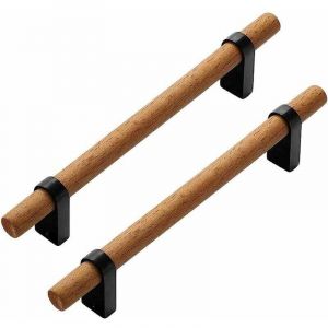 Poign&eacute;e de meuble 2 Pi&egrave;ces poign&eacute;es tiroirs bois Poign&eacute;e de cuisine en Alliage zinc en bois massif en forme de T Quincaillerie de placards Boutons de