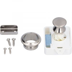 Loquet &agrave; bouton-poussoir pour armoire pour yachts, camping-cars, camping-cars, ABS, m&eacute;tal, blanc.