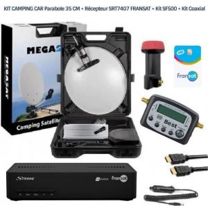 Kit Camping Car - Fransat - SRT 7407 - Parabole 35 CM - R&eacute;cepteur HD - Kit Coaxial