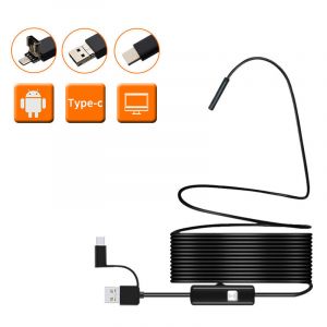 Csparkv - 5M)Cam&eacute;ra d'inspection de Serpent Endoscope , Endoscope Type c, cam&eacute;ra de port&eacute;e avec 6 lumi&egrave;res led pour Smartphone Android et pc, Samsung