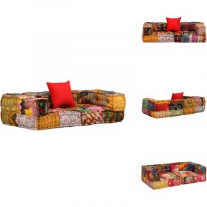 Vidaxl - Pouf modulaire à 2 places Patchwork Tissu - Canapé Modular - Pouf - Décoration Intérieure - Coussin Chaise - Couchage Pliable