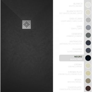 Soulbath - Receveur de Douche -R&eacute;sine -Gel Coat -Texture Lisse/Pierre -Antid&eacute;rapant -Couleur Noir - 180x90- Extra plat 3cm. Standard