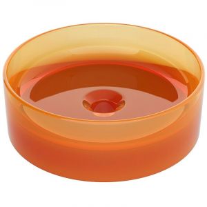 Vasque &agrave; poser ronde translucide en r&eacute;sine - 40 cm - Orange - SPAVO