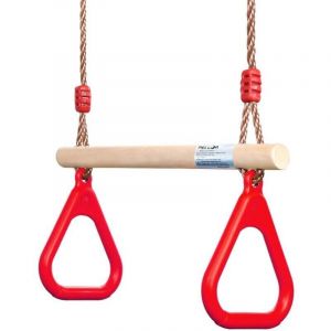 SNQ - Balançoire et portique,Balançoire en bois trapèze avec anneaux de gymnastique Aire de jeux pour enfants Jeu de toboggans Jardin extérieur