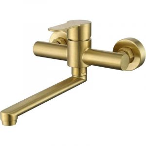 Robinet de cuisine mural rotatif &agrave; 360&deg;, robinet de cuisine en acier inoxydable 304, mitigeur d'&eacute;vier monocommande, plaqu&eacute; or