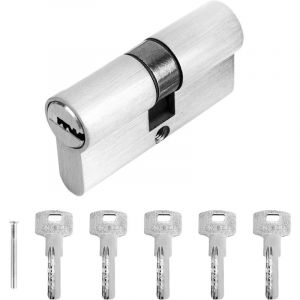 Cylindre de porte 30/30 pour serrure &agrave; profil avec 5 cl&eacute;s, cylindre de serrure avec bouton pour serrure de porte, porte int&eacute;rieure, 6 cm x 1,5 cm x 3