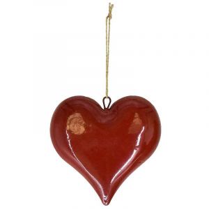 Suspension d&eacute;co c&oelig;ur rouge 16x5x16cm