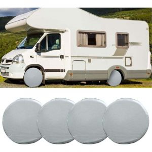 Lot de 4 Housses de Pneu, Housses de Protection de Roue imperméables universelles pour Caravane, remorque, Camping-Car, Voiture, Camion (27-29