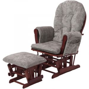 Fauteuil relax HWC-C76, fauteuil à bascule Fauteuil à bascule avec pouf Tissu/Textile Chenille (465g/m²) gris clair, p