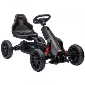 Voiture &Eacute;lectrique Karting Enfant 3-8 Ans - Si&egrave;ge R&eacute;glable, P&eacute;dales & Frein &agrave; Main - V&eacute;hicule P&eacute;dalier Ext&eacute;rieur Noir - 100x58x58.5cm