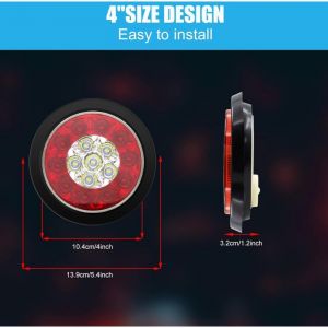 [3 modes] Feu arri&egrave;re de frein &agrave; LED 2CPS 4" rouge/blanc, clignotant arri&egrave;re 16 LED, anneau chrom&eacute;, &eacute;tanche IP67