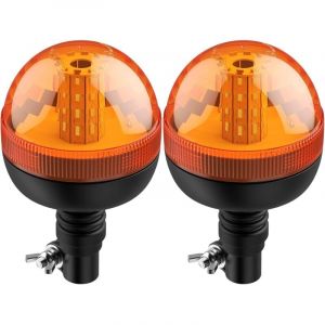 2PCS Gyrophare LED Rotatif Orange 12V-24V E-Mark 40 SMD LED 3 Modes d'Eclairage Etanche Anti-Poussi&egrave;re pour Le Camion de Pompiers l'Ambulance