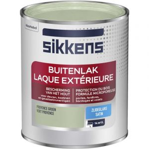 Peinture Laque Ext&eacute;rieure Bois et Fer - Finition tendue, sous-couche int&eacute;gr&eacute;e, facile &agrave; appliquer - Satin Vert Provence 0,75 l - Sikkens