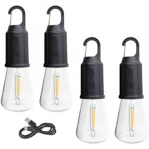 Tuserxln - Lampe de camping rechargeable, 4 paquets d'ampoule de tente suspendue avec crochet, modes d'éclairage, lampe de tente pour le camping, la