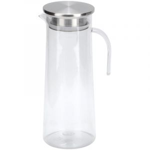 Aramox Pichet &agrave; Jus en Acrylique Transparent, Pichet &agrave; Eau Robuste de 1,2 L, Grande capacit&eacute; pour Bar &agrave; Domicile (Couvercle en Acier Inoxydable).