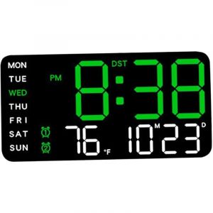 Art Mural Horloge Murale d&eacute;coration Murale LED Horloge de Bureau num&eacute;rique temp&eacute;rature luminosit&eacute; r&eacute;glable Horloge &eacute;lectronique Chambre &agrave; c&ocirc;t&eacute;,