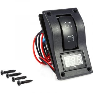 12V DC Marine Boat Voltm&egrave;tre LED Panneau de test de batterie double Interrupteur &agrave; bascule On OFF on