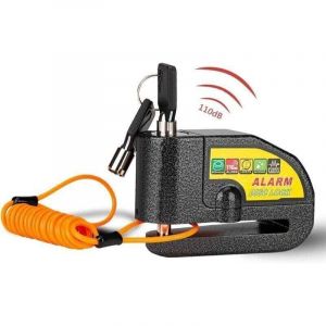 Bloc Disque Alarme Antivol Moto Bloque Disque Scooter Disc Lock avec Alarme de 110db,2Cl&eacute;s,1.5m C&acirc;ble Antivol,1 sac de Bloc Disque Alarme pour