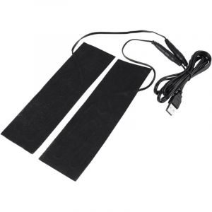 DC 5V 1 Pair Tapis Chauffant Noir en Fibre de Carbone USB &Eacute;l&eacute;ment Chauffant Electrique pour R&eacute;chauffer les Pieds
