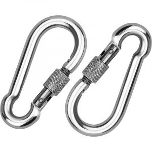 2 Pi&egrave;ces 304 Mousqueton en INOX, Mousqueton &agrave; Vis en Acier INOX, Mousqueton en Acier INOX, pour Accrocher des Cordes, des Cha&icirc;nes, des Ceintures, des