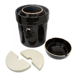 Hamea Home - Pot &agrave; choucroute avec pierres lacto-fermentation 10L Marron