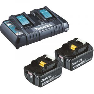 Makita 2x BL1850B batterie 5,0 Ah 18V Li-Ion + DC18RD chargeur double rapide - DC18RD-BL1850-2x