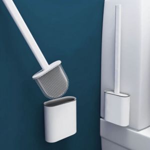 Brosse de Toilette, Brosse WC , Suspendu Brosse de Toilette en Silicone, Brosse de Toilette Brosse WC en Silicone et Support, avec Base de Filtre &agrave;