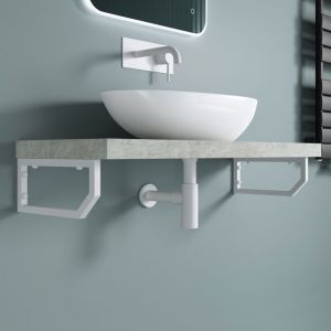 Doporro - 2 Pièces Équerre de Fixation Blanc Plan de Toilette Étagère Tablette Murale Porte-Serviette en Acier Inoxydable 35x2x15cm WH01