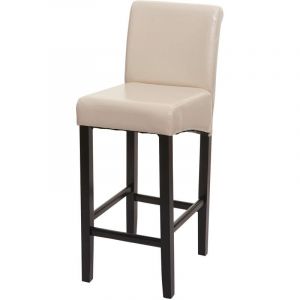 Jamais utilisé] Tabouret de bar HHG 525, chaise de bar tabouret de comptoir, bois, crème, pieds foncés, simili cuir