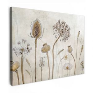 TABLEAU SUR TOILE Fleurs - Aquarelle - Nature morte - Brun - Vintage Tableau D&eacute;coration Murale Salon Tableaux muraux 80x60 cm