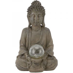 TONYSA Statue de bouddha en r&eacute;sine, Sculpture avec lampe, pour d&eacute;coration de jardin ext&eacute;rieur, ornement de maison