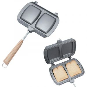 Po&ecirc;le &agrave; Frire Double Face, Sandwitch Toaster Po&ecirc;Le &agrave; Sandwich Rev&ecirc;tement Antiadh&eacute;sive Cuire des Cr&ecirc;pes avec Poign&eacute;e pour Panini Collation et Petit