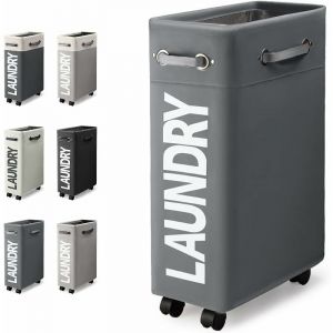 45L Slim Panier à Linge Pliable avec 4 Roues Corbeilles à Linge Mince et Pliant Collecteur de Buanderie Bac à Linge Rectangulaire pour Maison