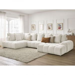 Bobochic - Canap&eacute; panoramique convertible coffre everest tissu chin&eacute; Angle droit Blanc