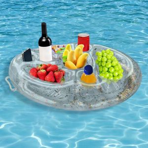 Porte Verre Piscine Gonflable Bar Flottant Piscine avec 8 Trous, Support Gonflable De Boisson Portable Bar De Piscine Flottant, Plateau Flottant