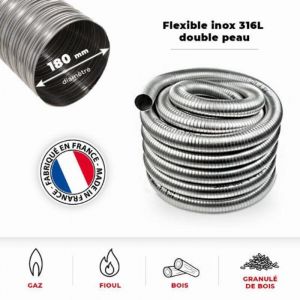 Tubage flexible inox double peau &oslash;180 mm - 4 m&egrave;tres