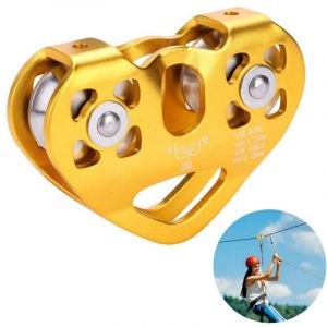 Poulie Tandem Speed Double Trolley Rescue Escalade Double Poulie avec Roulement &agrave; Billes Rock/ Poulie Simple Aluminium Fixe Escalade Poulie