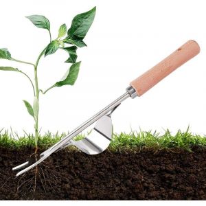 Desherbant Gazon,Desherbant liseron,D&eacute;sherbeur Manuel en Acier Inoxydable, Outil Gouge de D&eacute;sherbage en Poign&eacute;e Bois Outil De Jardinage Pissenlit
