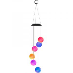 Lampe carillon &eacute;olien &agrave; &eacute;nergie solaire, boule &agrave; couleur changeante, lumi&egrave;re ext&eacute;rieure en H pour jardin, rue, d&eacute;coration de la maison, Blanc