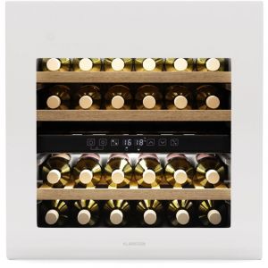 Klarstein - Rhone 36 Duo Cave à Vin - 36 Bouteilles, 2 Zones, 5-22°C, Éclairage led, Porte Push-to-Open uv, Silencieux, Frigo à Vin Noir