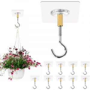 10 Pièces Crochets de Plafond Autocollant Crochet Plafond Sans Percer Transparent Crochet Plafond pour Plantes à Suspension Crochet de Plafond