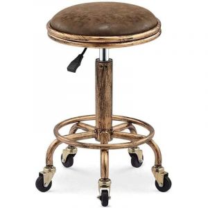 Vtizikl Tabouret Bar Vintage, Tabouret roulettes, 360° Tabouret Bar Pivotant, Tabouret Bar Reglable en Hauteur 50-64cm, Tabouret Coiffure Tabouret