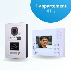 Portier interphone vid&eacute;o CLASSIC-2 4 Fils - 1 &eacute;cran blanc - avec lecteur de badge
