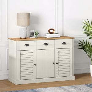 Maison Chic - Buffet, Enfilade, Armoire de cuisine avec tiroirs vigo 113x40x75 cm blanc bois massif de pin pwfn31142 design in